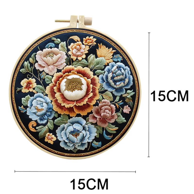 Kits de démarrage de broderie à motifs de fleurs florales avec motifs, Kit de broderie pour débutants, Kits de points de croix en tissu pour adultes, bricolage