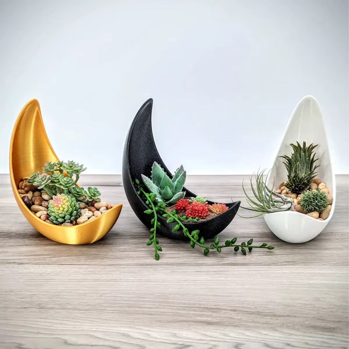 Pots de fleurs en forme de lune