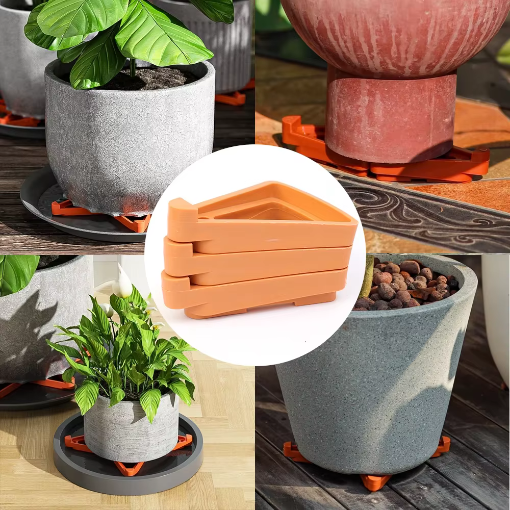 Pot de fleur surélevé, Ventilation des pieds, Base Anti-rot, coussinet de pied, plateau triangulaire respirant, outil de plantation en Pot de jardin, 10/5 pièces