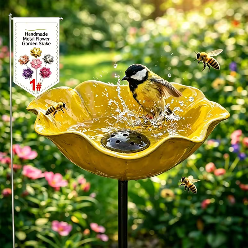 Bain d'oiseaux en forme de fleur