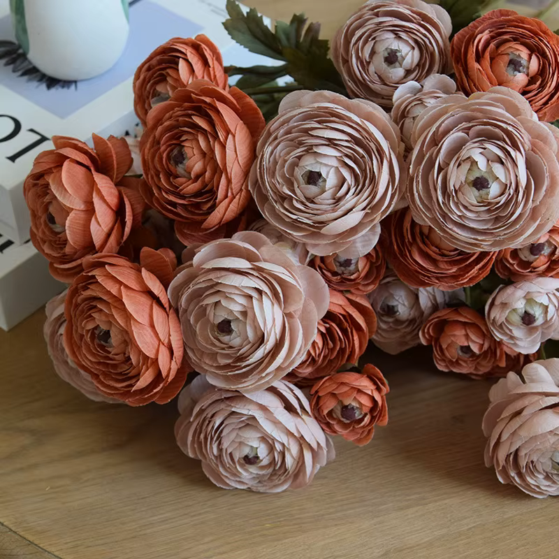 8 pièces de fleurs artificielles classiques européennes en soie
