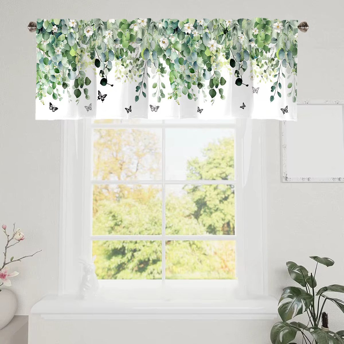 Voilage de fenêtre à motif floral de printemps (tournesol) avec passe-tringle pour salon