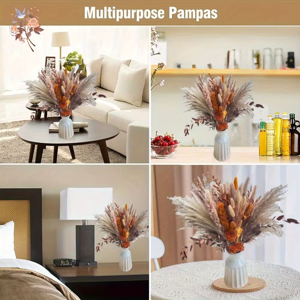 Nature Orange Reeds Pampas Herbe Automne Maison Fleurs Séchées Arrangements Décoration Réels Florals Pays Mariage Bouquets De Mariée