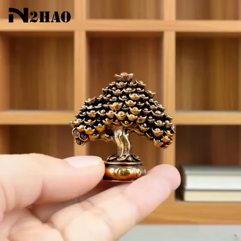 Figurines Feng Shui d'arbre de richesse chinoise en laiton