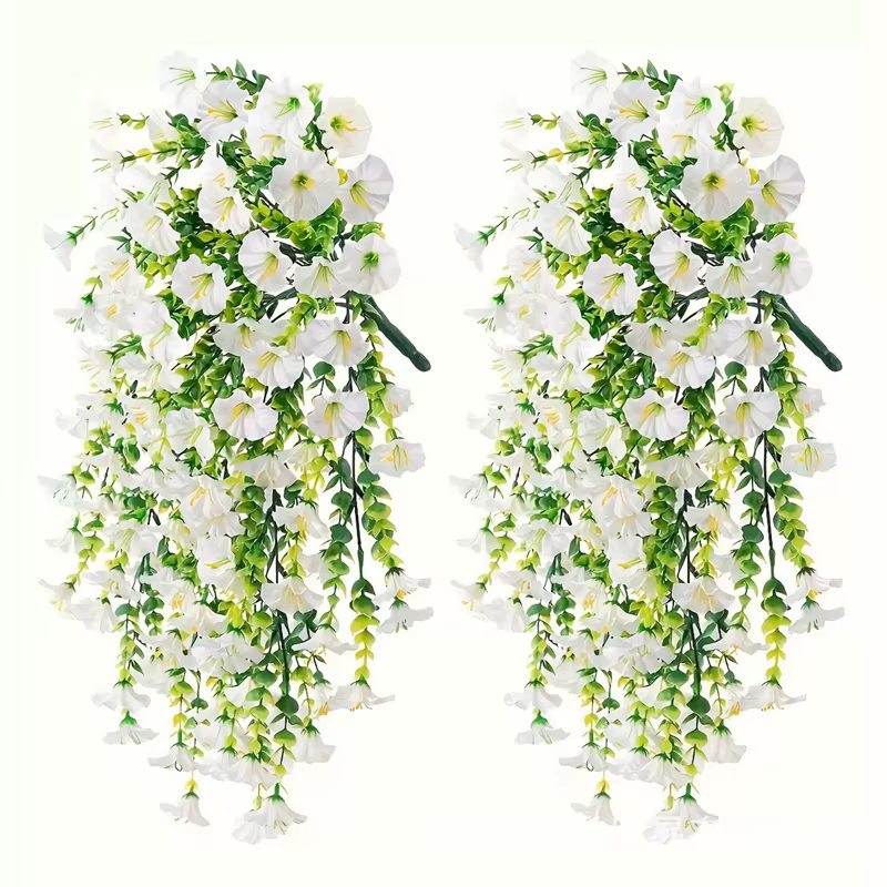 2 pièces de décorations suspendues artificielles de type volubilis et eucalyptus