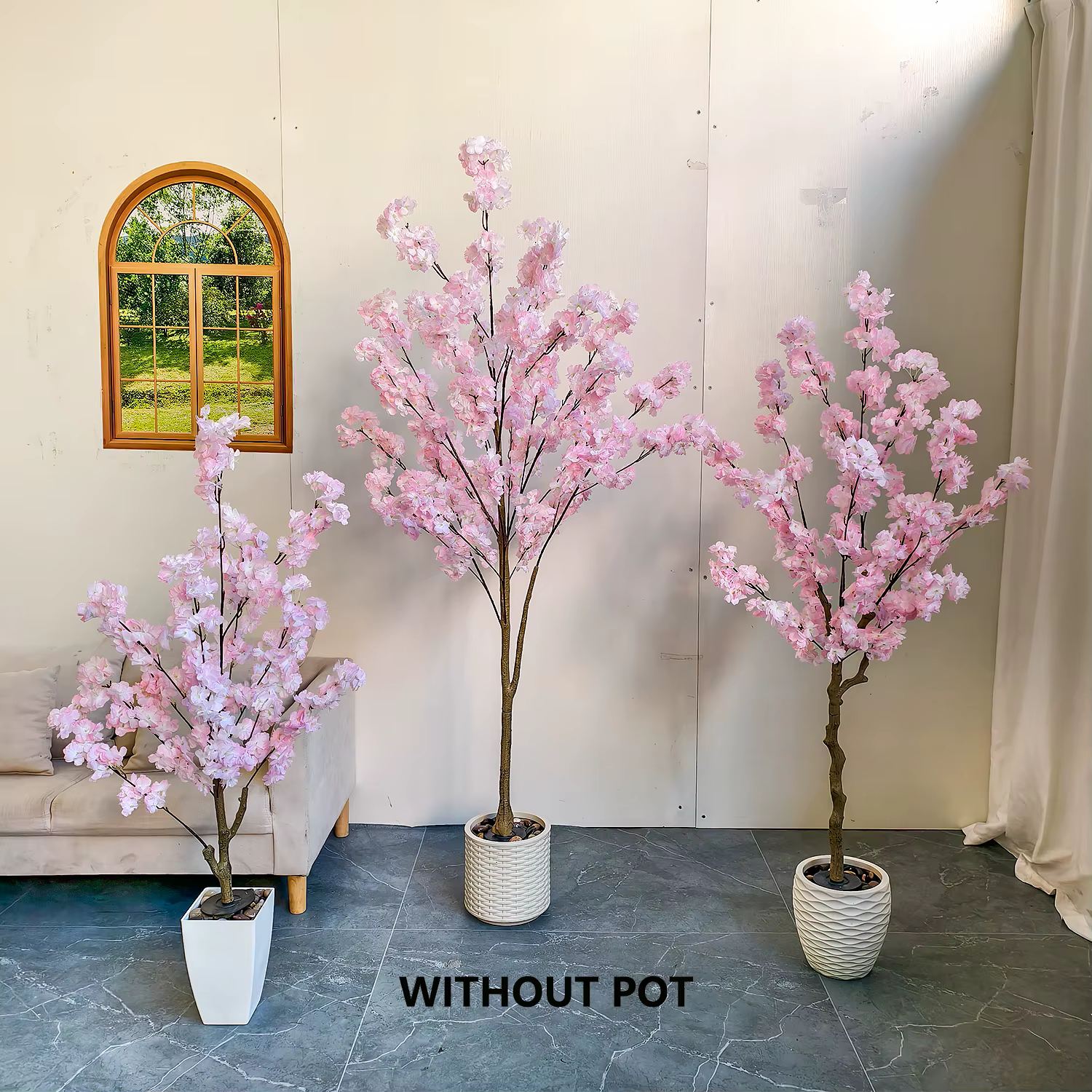 Arbre à fleurs de cerisier rose artificiel de 120-180 cm