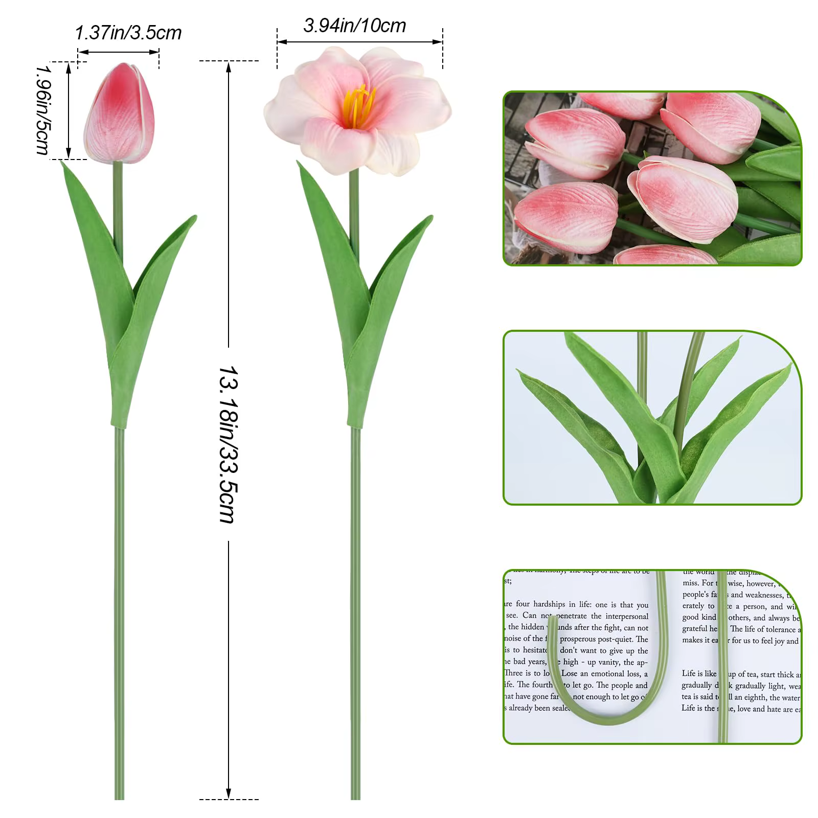 Bouquet de 10 tulipes artificielles roses mélangées