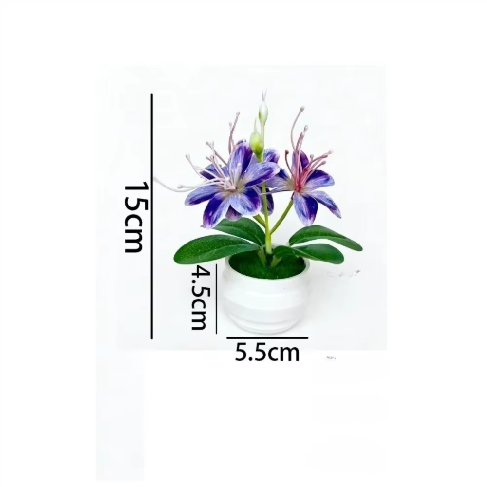 3 fleurs artificielles de jasmin en pot avec pot blanc