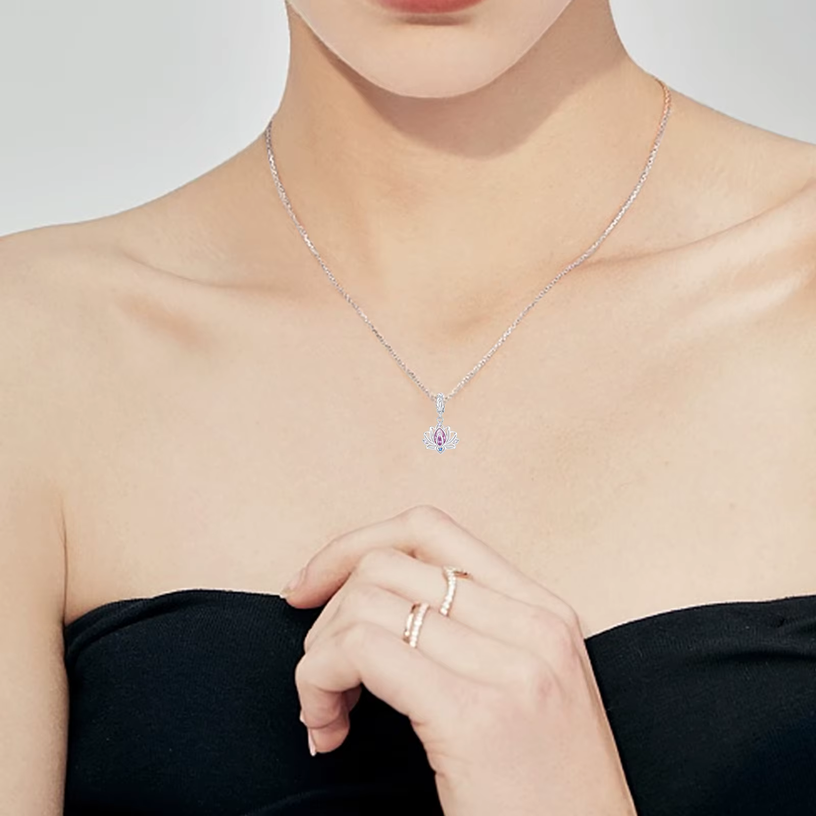 Pendentif fleur de Lotus en argent Sterling 925, breloque hypoallergénique, perle incrustée de zircon rose, idéal pour bracelet, bijoux cadeau pour femmes