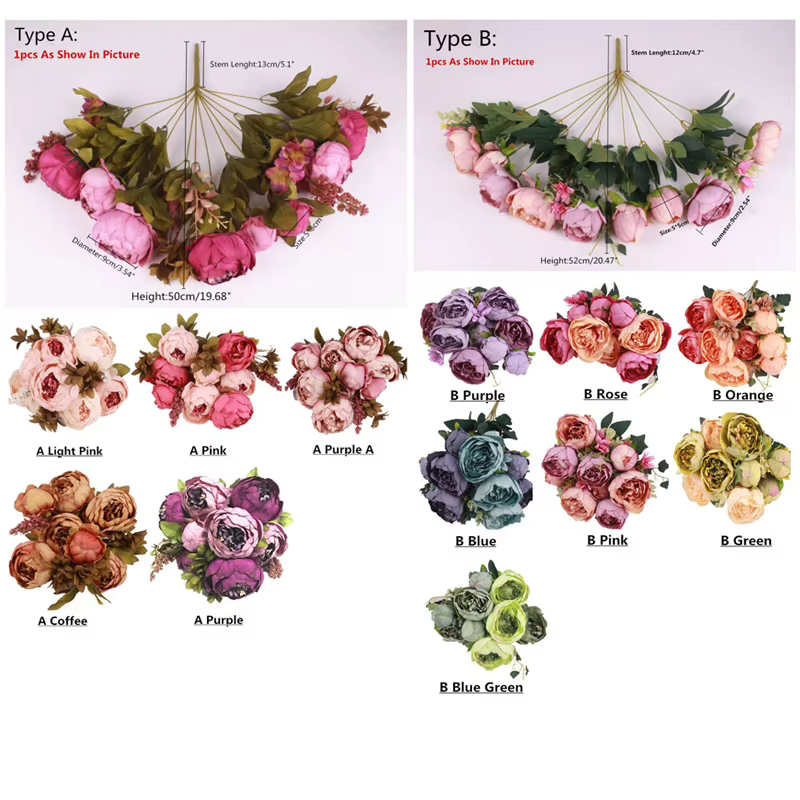 Bouquet de fleurs artificielles européennes en soie de haute qualité