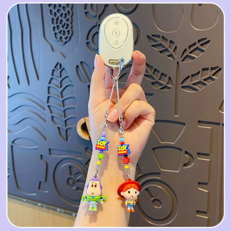 Pendentif authentique de la série Toy Story de Disney, porte-clés miniature en perles de dessin animé, collection d'ornements pour cadeaux