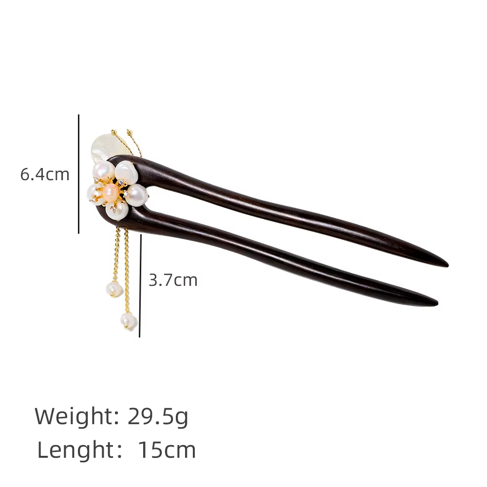 ALANDING YST-Épingle à Cheveux en Perles Naturelles pour Femme, Fleur Excavateur, Style de Styliste Coréen, Bijoux de Luxe, Cadeau à la Mode pour Dames et Bol, GH0135