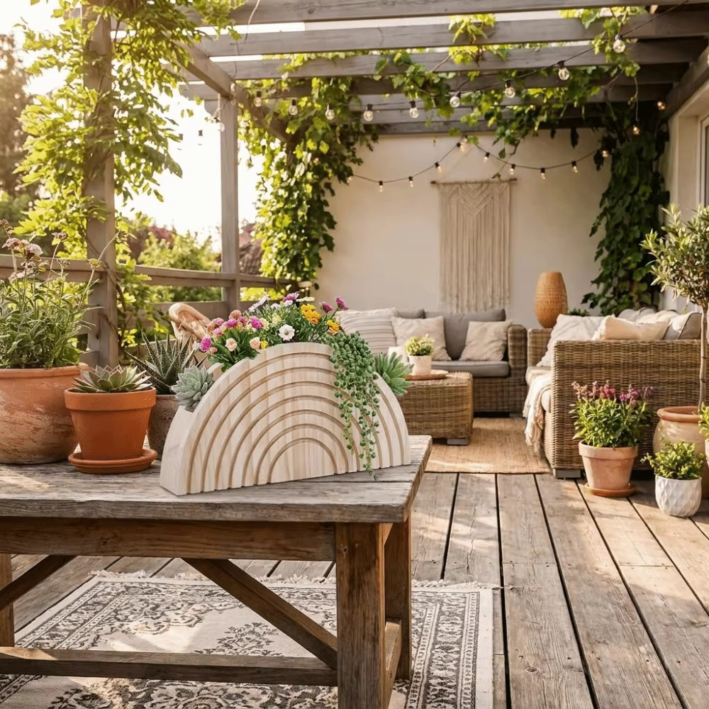 Boîte à fleurs murale en bois