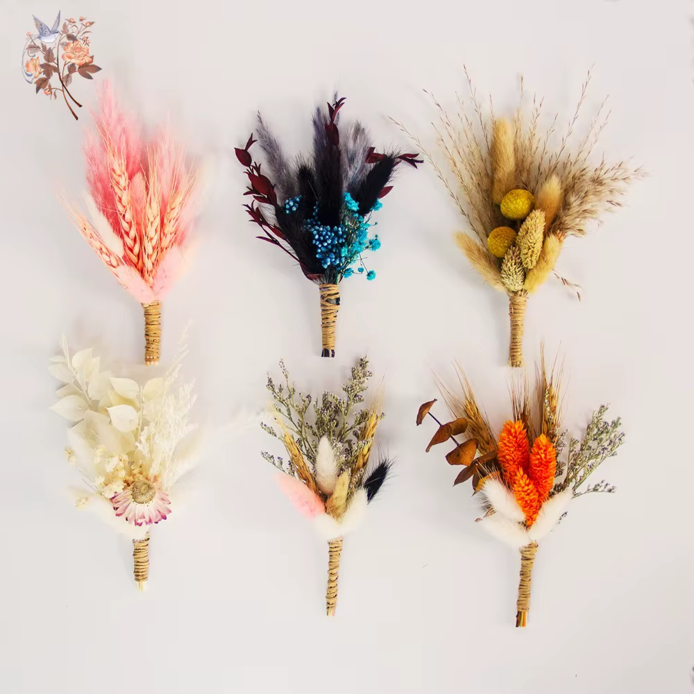 6 paquets de petites fleurs séchées faites à la main