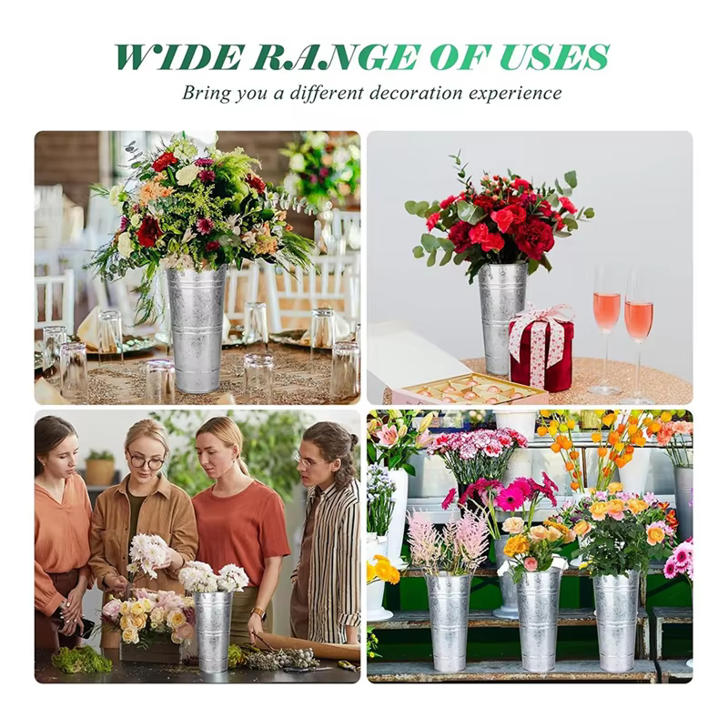 Barre de fleurs en seau galvanisé SOFT-6 pièces