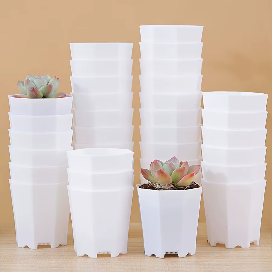 Pots octogonaux en plastique de 7cm
