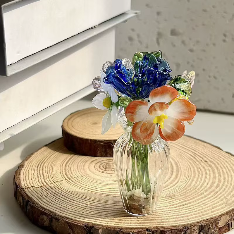Ornement en verre de tulipe, Bouquet de fleurs simulées, série de guérison, la vie de la petite amie est mille fois, printemps et lumineux