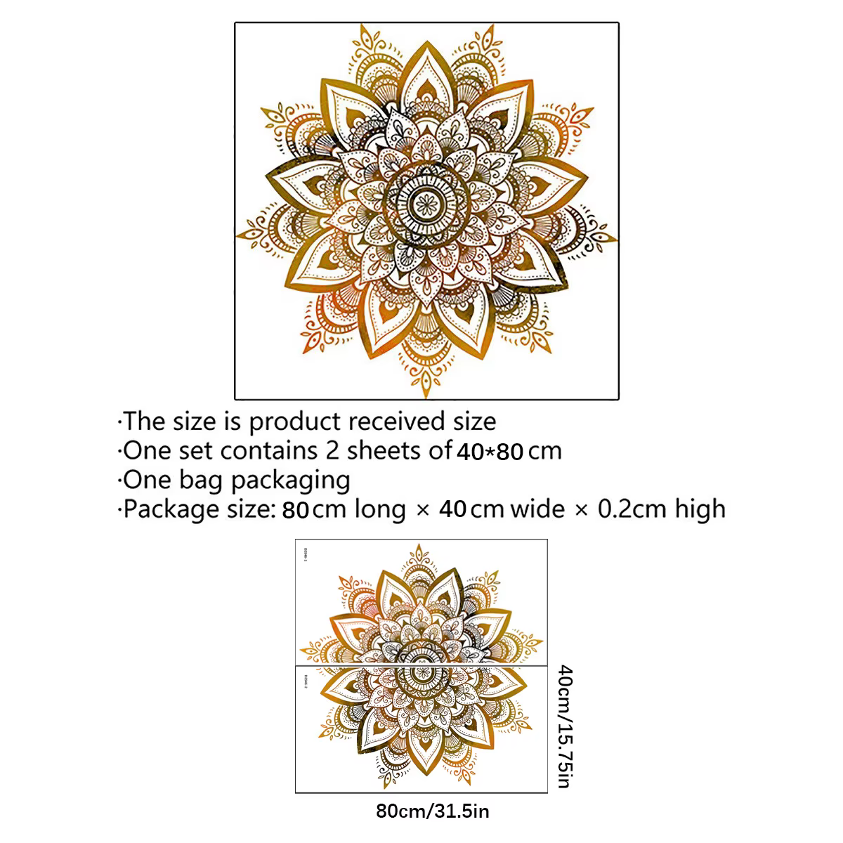 Autocollant mural amovible auto-adhésif motif fleur de mandala bohème pour chambre à coucher – Décoration murale