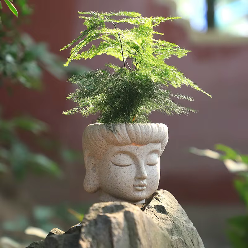 Nouveau pot de fleurs zen créatif en forme de tête de Bouddha