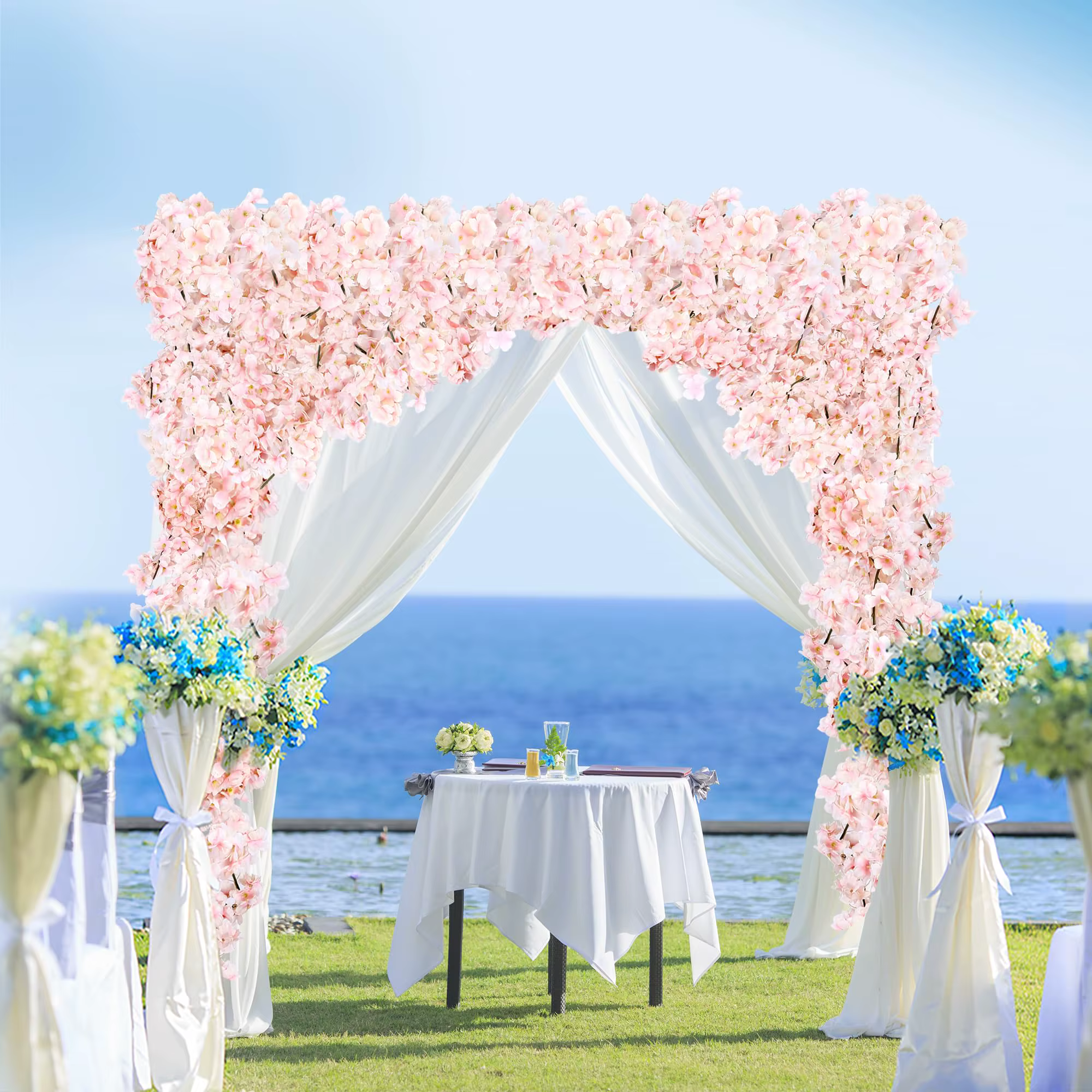 1pc 5.6ft Guirlande de fleurs artificielles de cerisier (Sakura) pour mariage