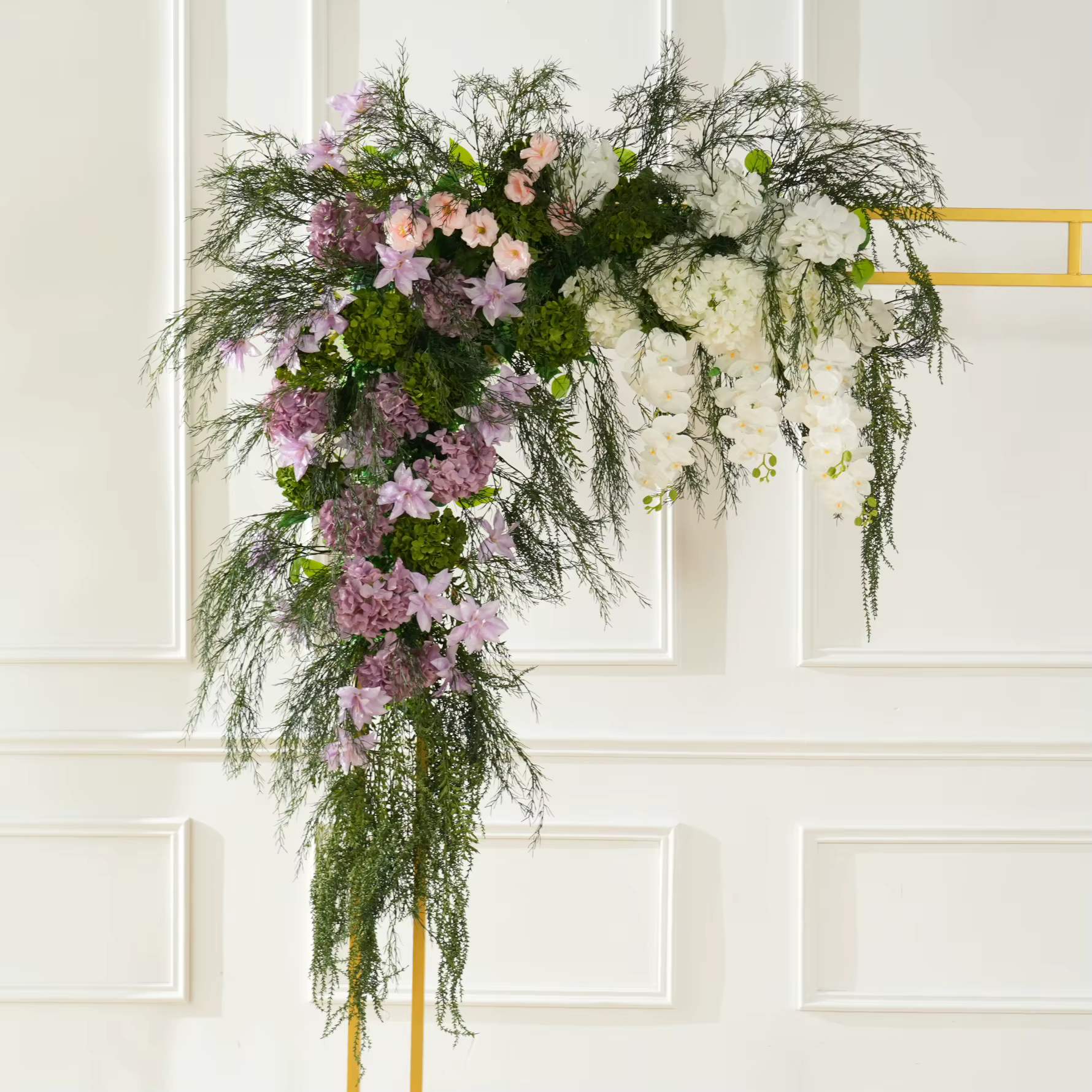 Angela fleur A9033 violet blanc hortensia coin Arrangement floral mariage décoration verdure artificielle rangée suspendue