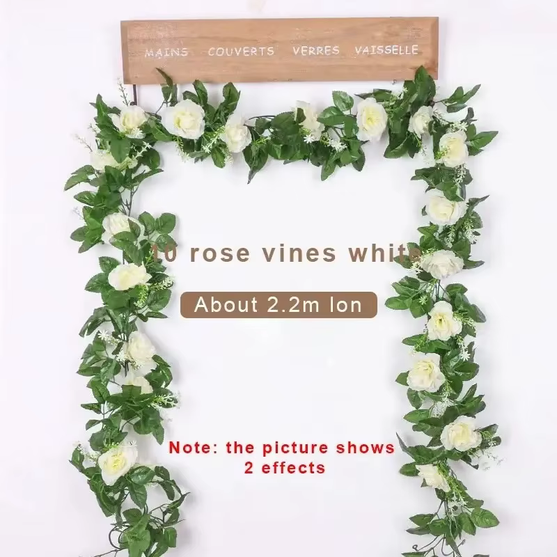 1 pièces 2.2M fleur blanche artificielle faux suspendus fausses plantes de vigne feuilles artificielles guirlande de fleurs décoration de mariage