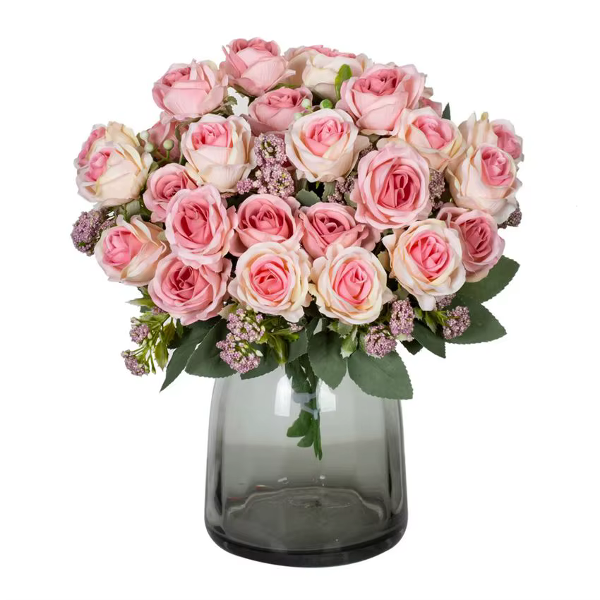 Fleurs artificielles Soie Rose Bouquet pour Festival Jardin Maison Table vase De Mariage