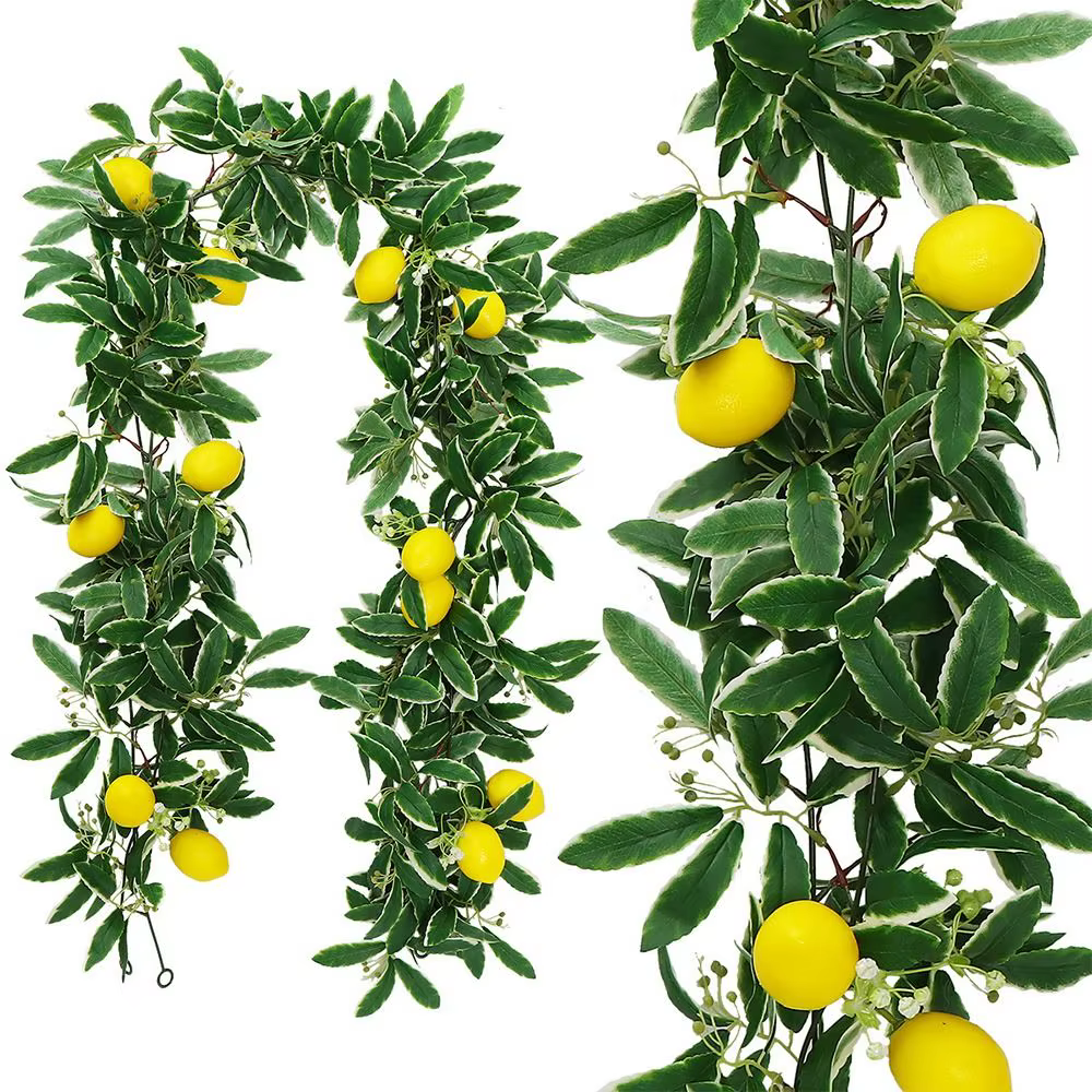 Guirlande de citrons artificiels en eucalyptus printanier