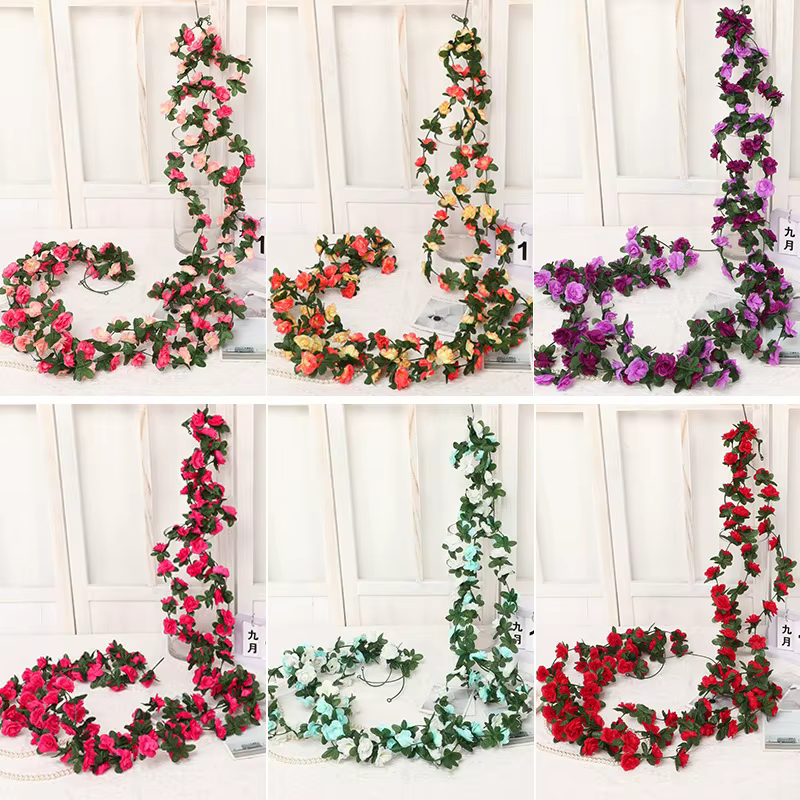 Guirlande de roses artificielles de 250 cm pour la décoration de la maison
