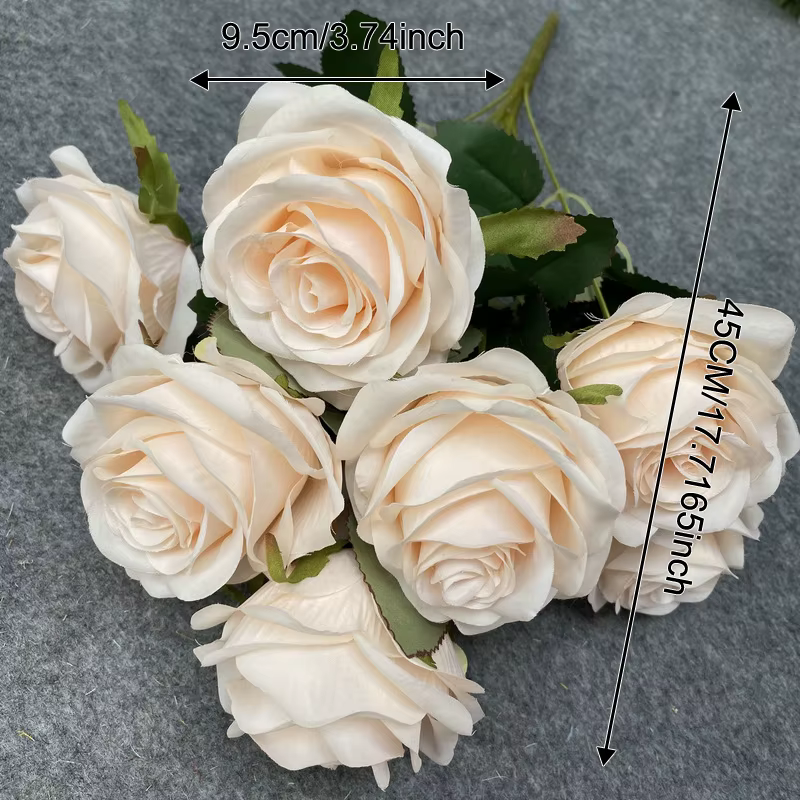 9 têtes camélia Rose fleur artificielle tenant des Bouquets scène de fête de mariage salle d'exposition décor à la maison faux cadeaux floraux 1 lot