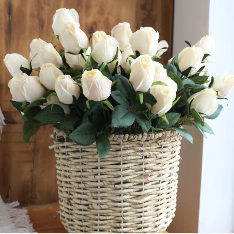 Bouquet de roses artificielles à 9 têtes d'aloès vert