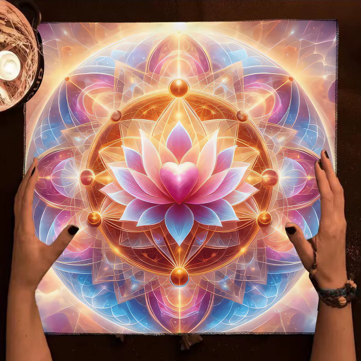 Nappe de Tarot colorée Mandala fleur de vie, avec énergie céleste et tissu d'autel Astral pour tapis de Tarot, décor de Divination