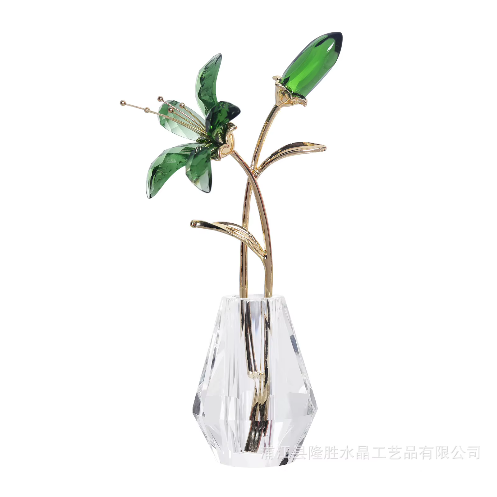 Fleurs de lys en cristal avec vase en cristal