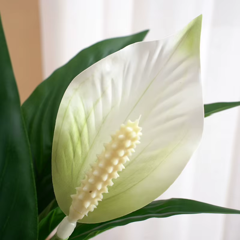 Yannew 4 pièces fleurs artificielles Spathiphyllum pour l'extérieur plantes en soie résistantes aux UV verdure bonsaï jardin porche décoration de la maison