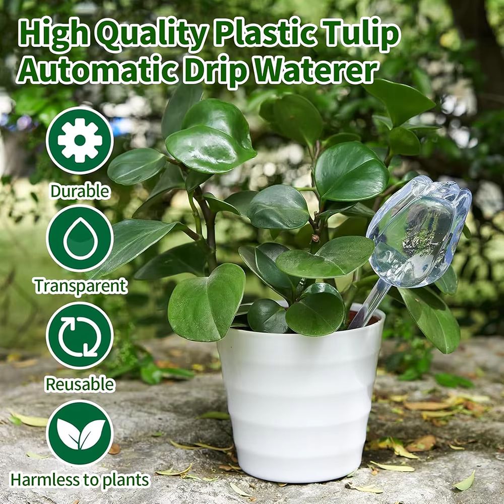 2/4 pots auto-arrosants en forme de tulipe