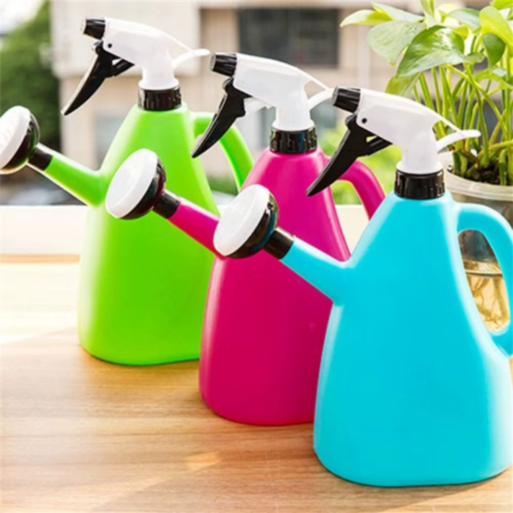 Arrosoir 2 en 1 en plastique avec pulvérisateur à pression réglable pour plantes de jardin et fleurs d'intérieur