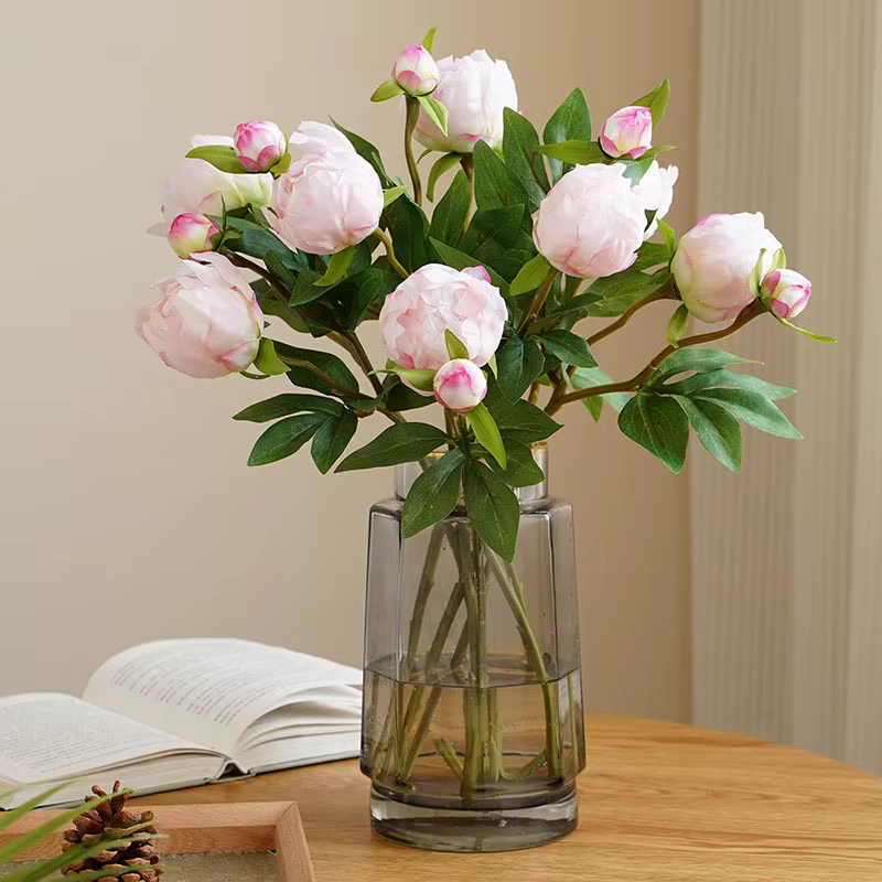 Style européen 2 têtes simulé pivoine mariage maison décoration douce Arrangement floral