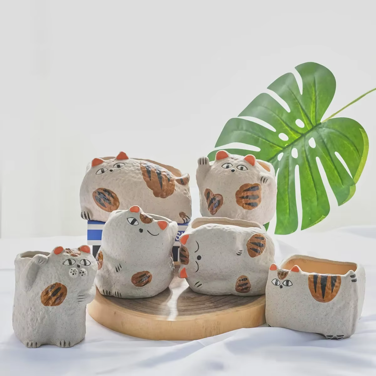 Pot de fleur succulent en céramique Fortune Cat