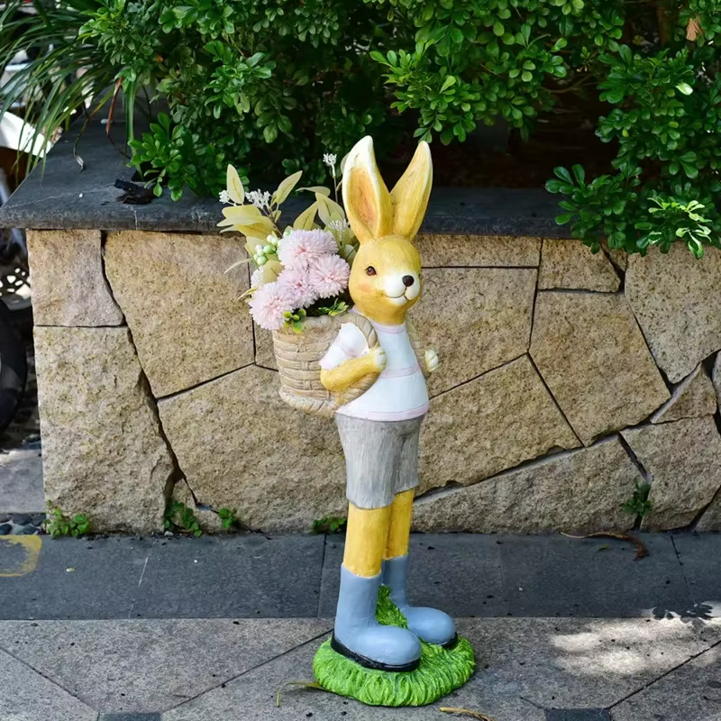 Pot de fleur de lapin de dessin animé