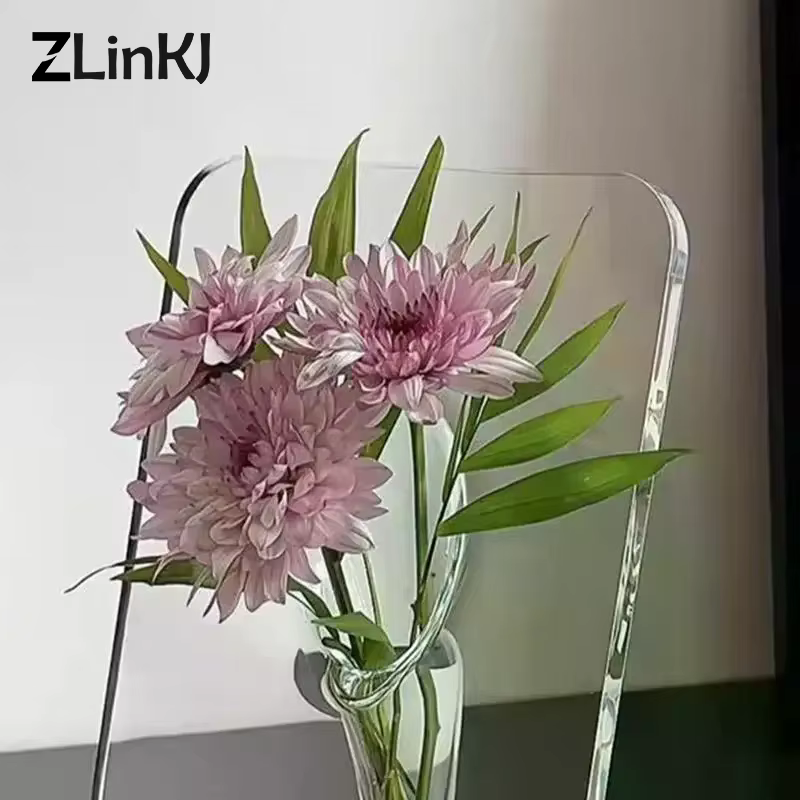 Vase à fleurs en acrylique transparent