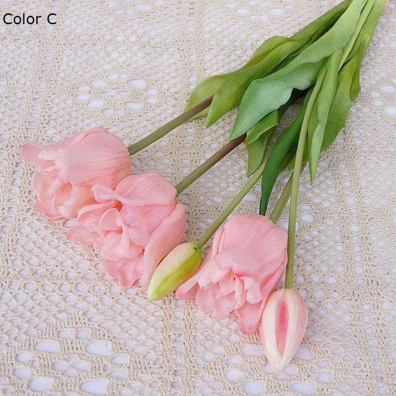 Grandes tulipes baroques en silicone au toucher unique