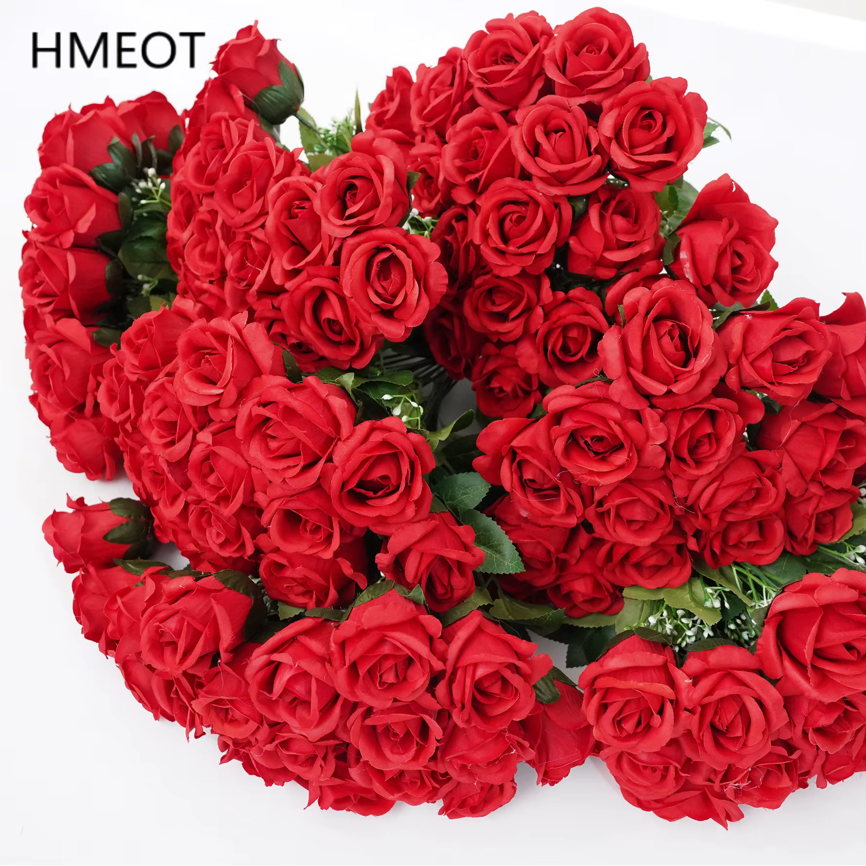 HMEOT H4168 Bouquets de roses artificielles à 18 têtes pour arrangements floraux de mariage