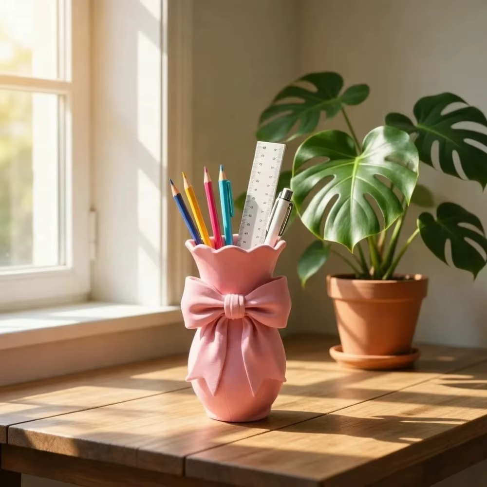 Vases à fleurs en forme de nœud rose au design torsadé