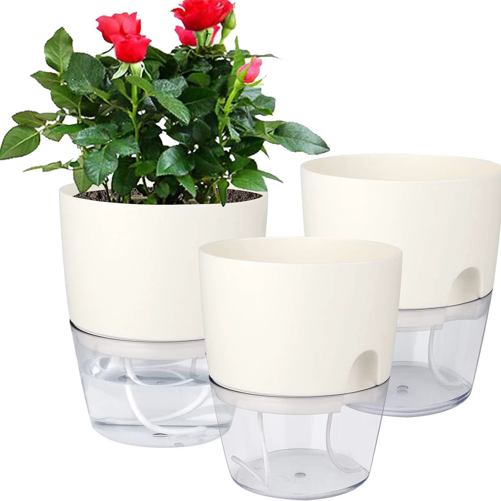 Pot de fleur en plastique Transparent Double couche