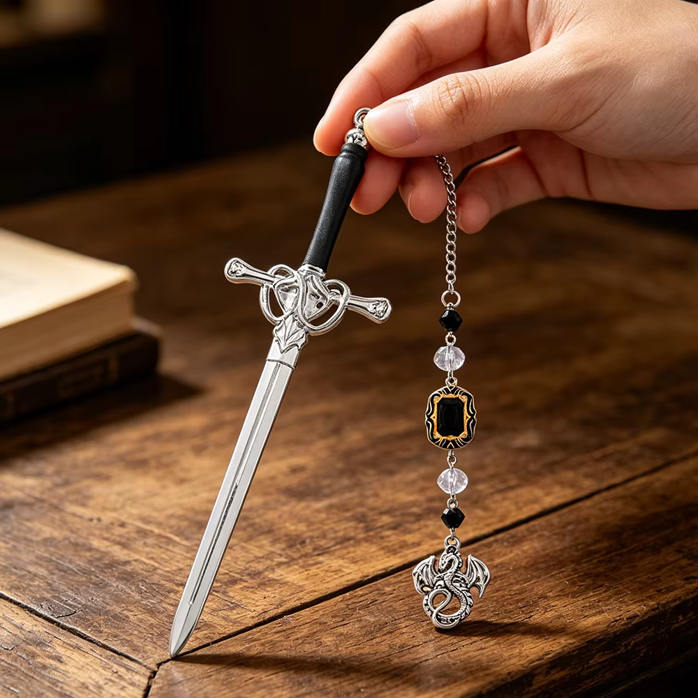 Marque-page Épée de Dragon Fantastique, Accessoire de Livre pour Amateurs de Romans Fantasy, Cadeau Romantique Acotar pour Femmes, Fournitures Scolaires et de Bureau