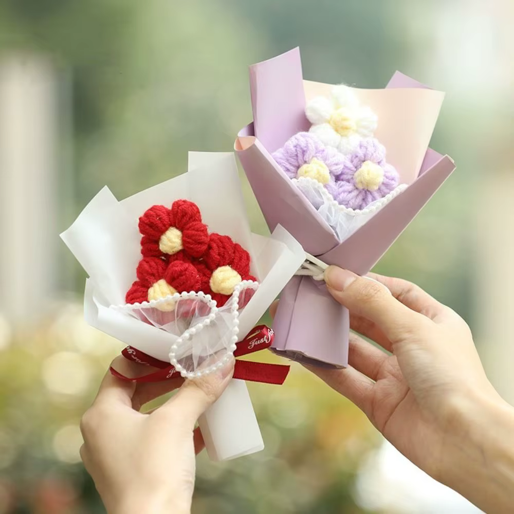 Bouquet de fleurs artificielles au crochet