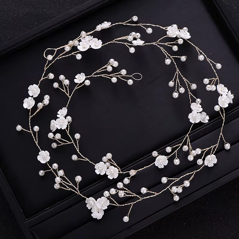 ChimPearl-Bandeau de cheveux fleur pour mariée, coiffure de princesse, diadème de mariage, coiffure dorée, accessoires pour cheveux