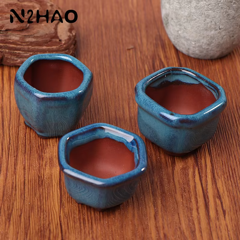 Mini Pots de plantes Pot de fleur avec trous jardin Style chinois bonsaï Pot de fleurs violet sable artisanat plante Pot planteur décoration de la maison