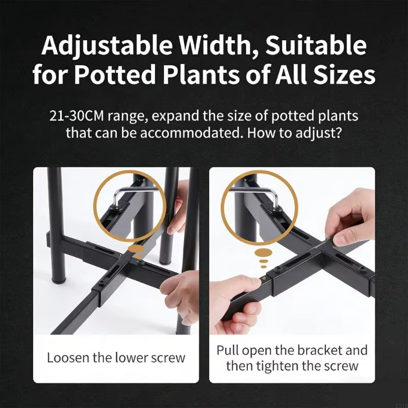 Support plante en métal réglable extensible