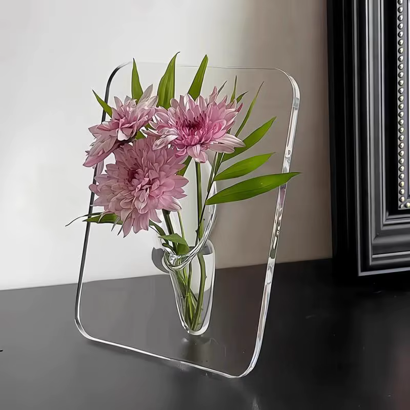Vase à fleurs en acrylique transparent